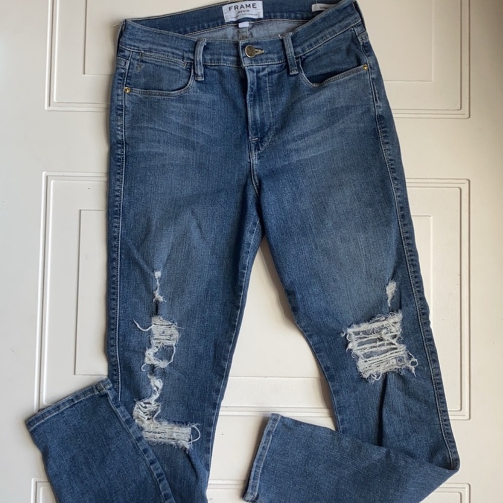 Frame‎ Denim Le High Skinny Distressed Jeans 26